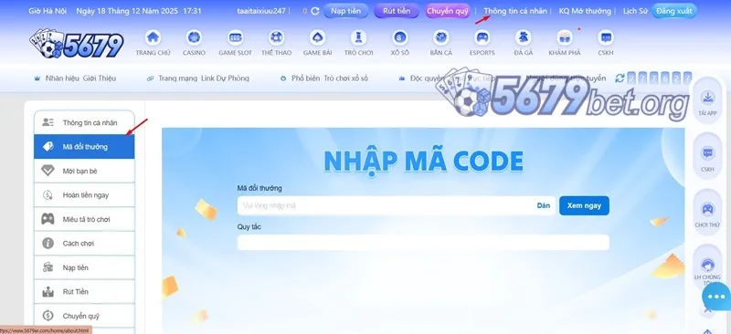 mã nhập code 5679