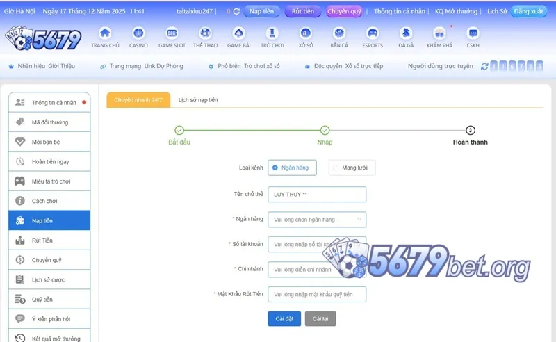 nạp tiền 5679